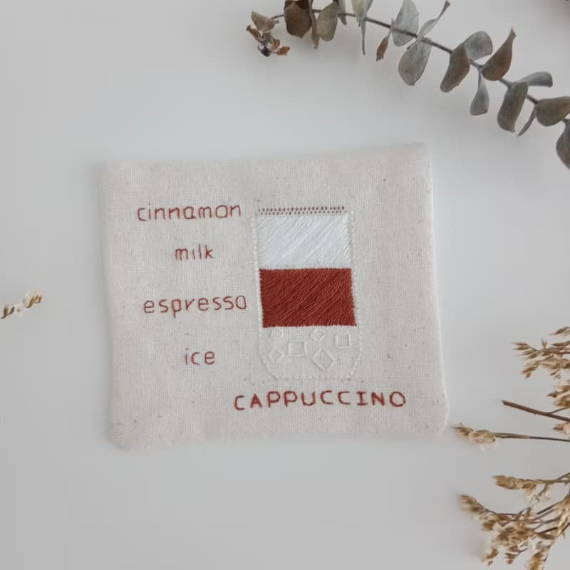 Coffee coaster set 4 PCS hand embroidered 100% cotton fabric