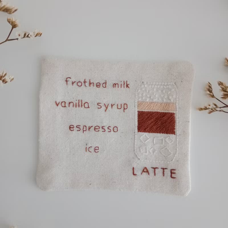 Coffee coaster set 4 PCS hand embroidered 100% cotton fabric