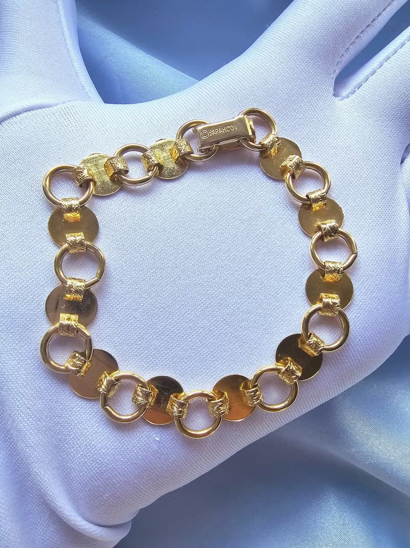 1959年SARAH COV金花紋手鍊/復古珠寶首飾/美國西洋古董