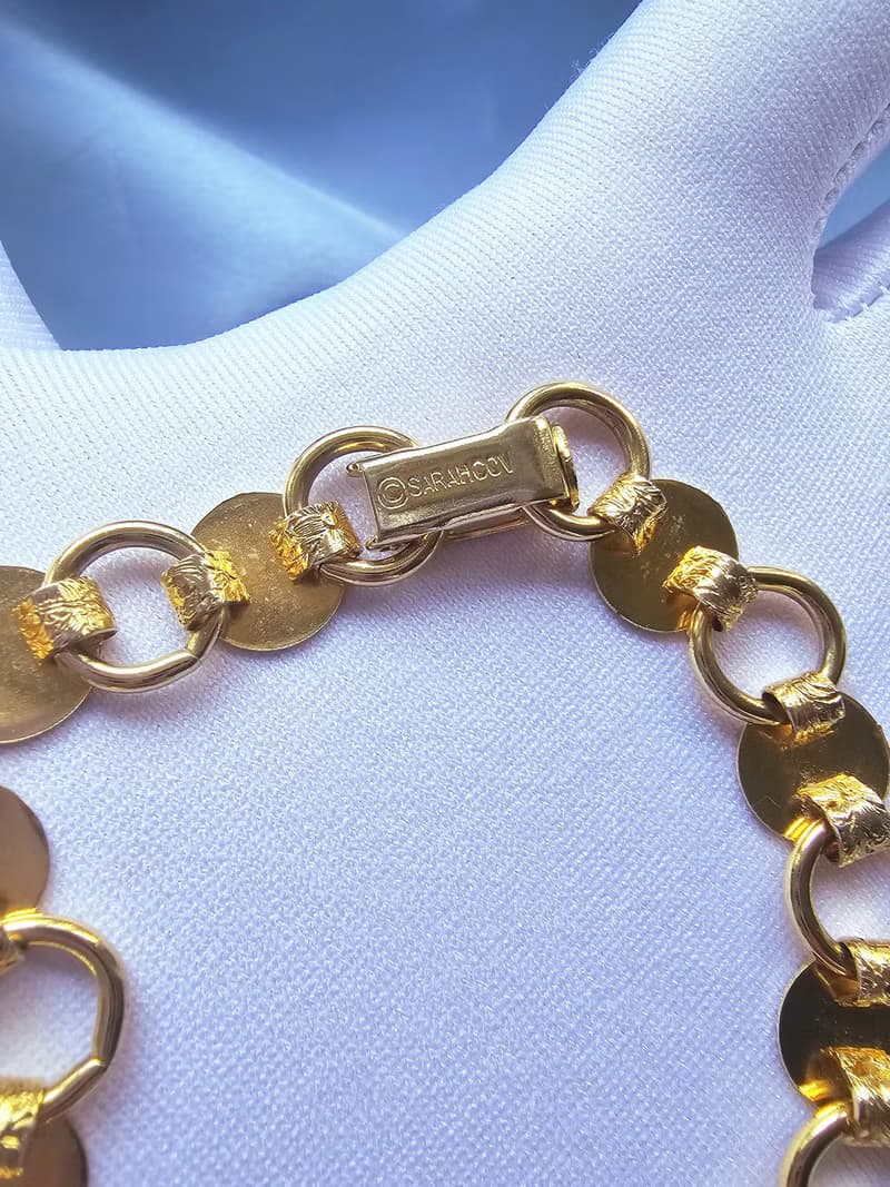 1959年SARAH COV金花紋手鍊/復古珠寶首飾/美國西洋古董