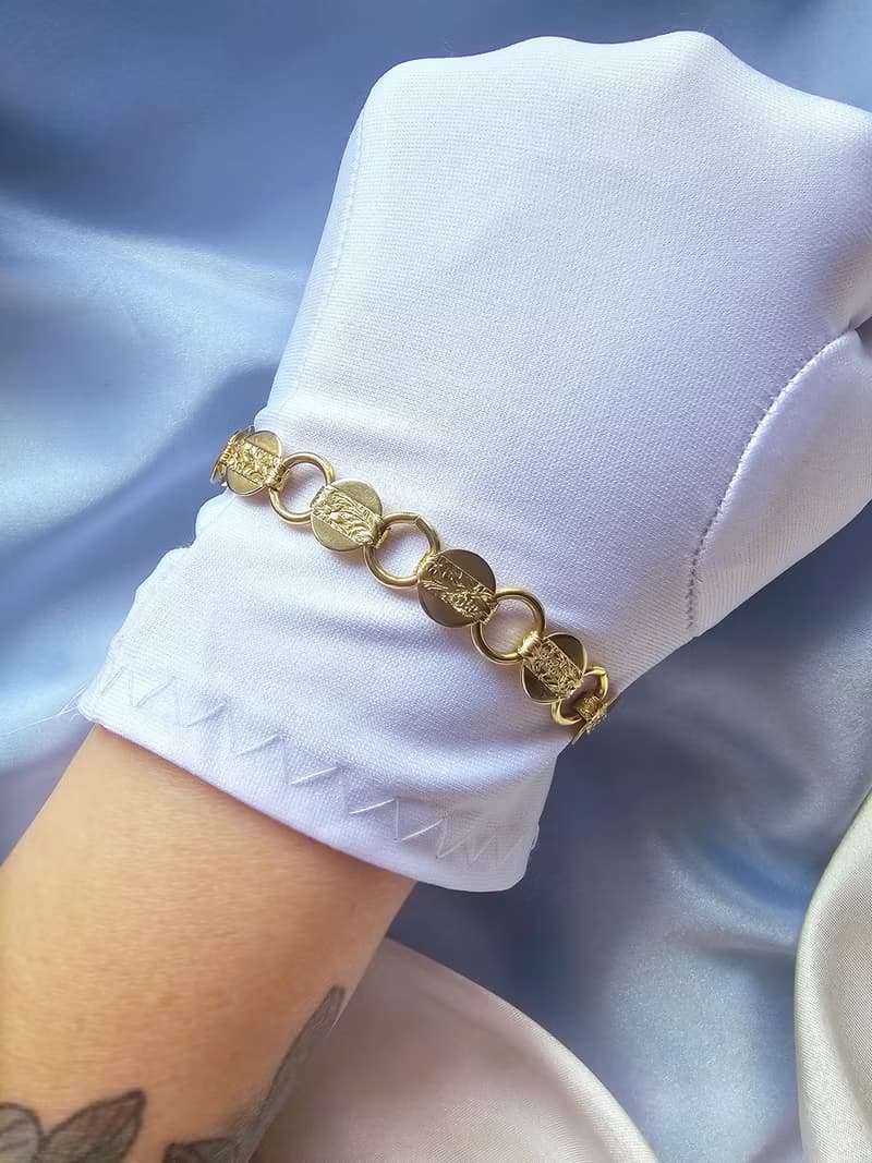 1959年SARAH COV金花紋手鍊/復古珠寶首飾/美國西洋古董