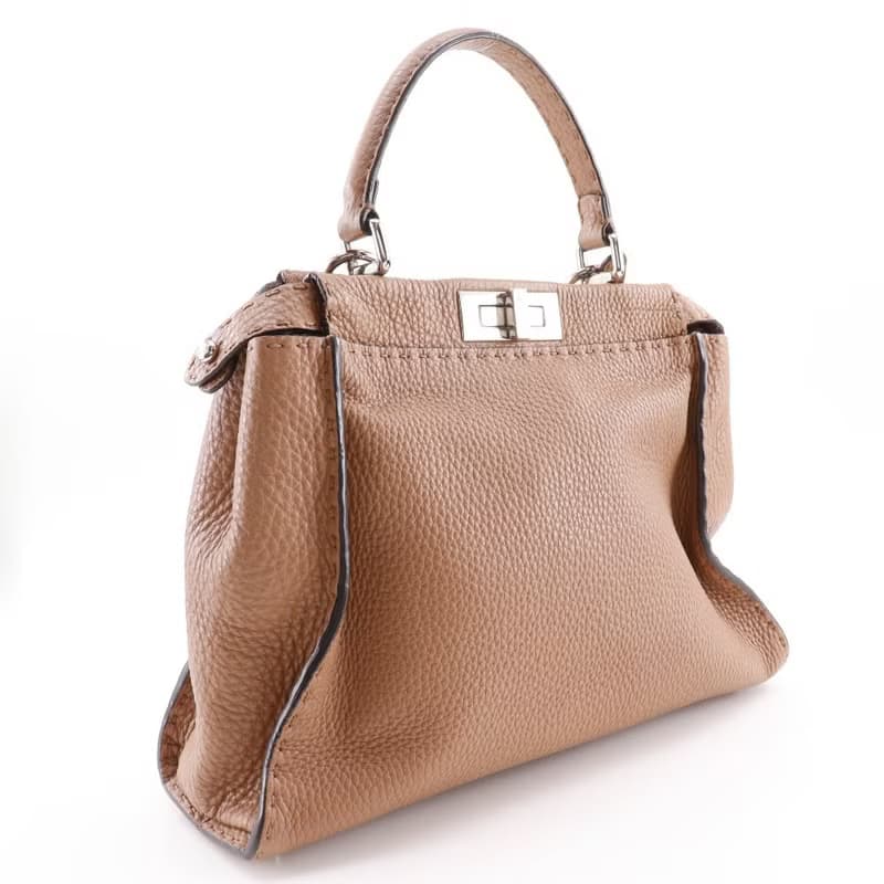 【日本直送】フェンディ FENDI ピーカブー レギュラー ハンドバッグ セレリア 2WAYショルダー 8BN226 レザー 茶 レディース【中古】