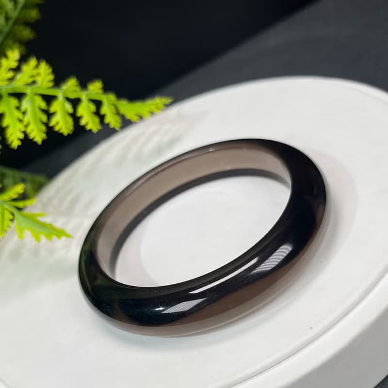 高品質 玻璃體冰曜石手鐲 54MM 高冰黑曜石手環 招財聚氣果斷自信