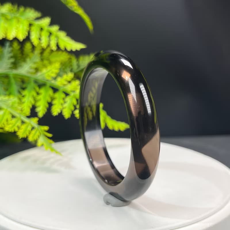 高品質 玻璃體冰曜石手鐲 54MM 高冰黑曜石手環 招財聚氣果斷自信