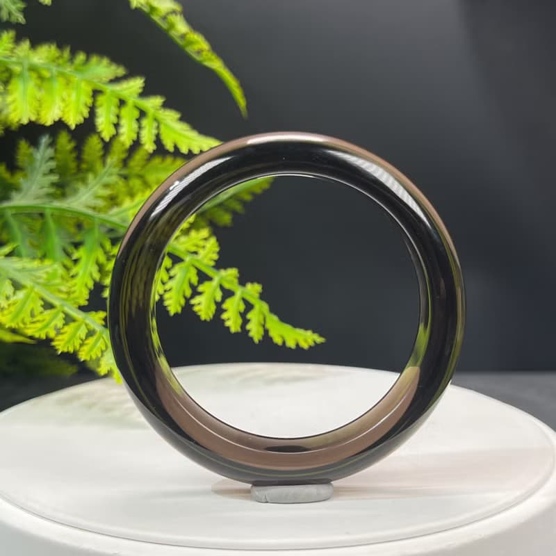 高品質 玻璃體冰曜石手鐲 54MM 高冰黑曜石手環 招財聚氣果斷自信