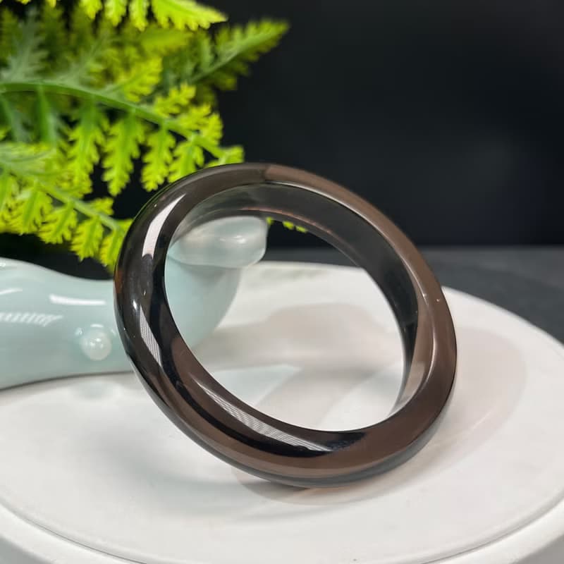 高品質 玻璃體冰曜石手鐲 54MM 高冰黑曜石手環 招財聚氣果斷自信
