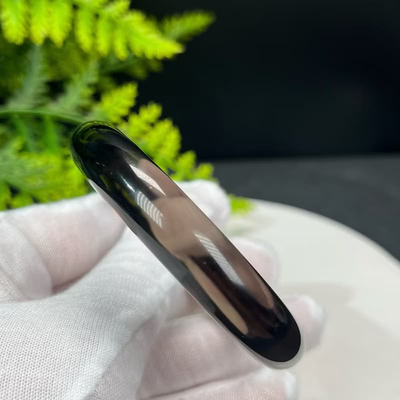 高品質 玻璃體冰曜石手鐲 54MM 高冰黑曜石手環 招財聚氣果斷自信
