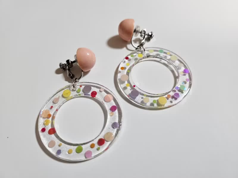 原創耳飾 繽紛圓點 亮麗多彩 可愛氛圍破表 夾式 耳環