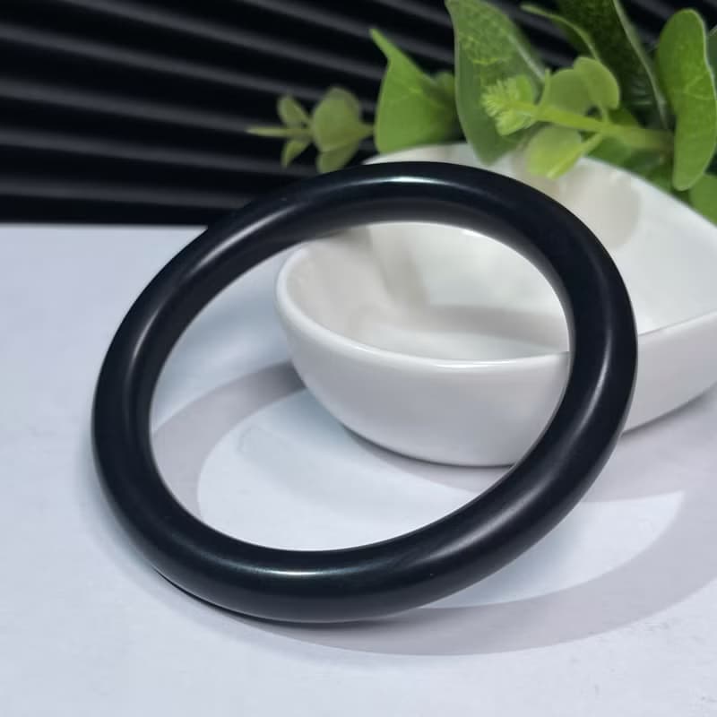 收藏級和田玉墨玉手鐲59MM 老料黑色羊脂玉手環 附證書 古意盎然