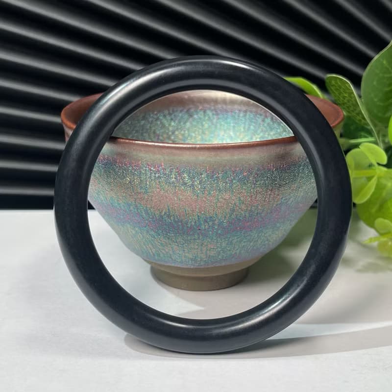 收藏級和田玉墨玉手鐲59MM 老料黑色羊脂玉手環 附證書 古意盎然