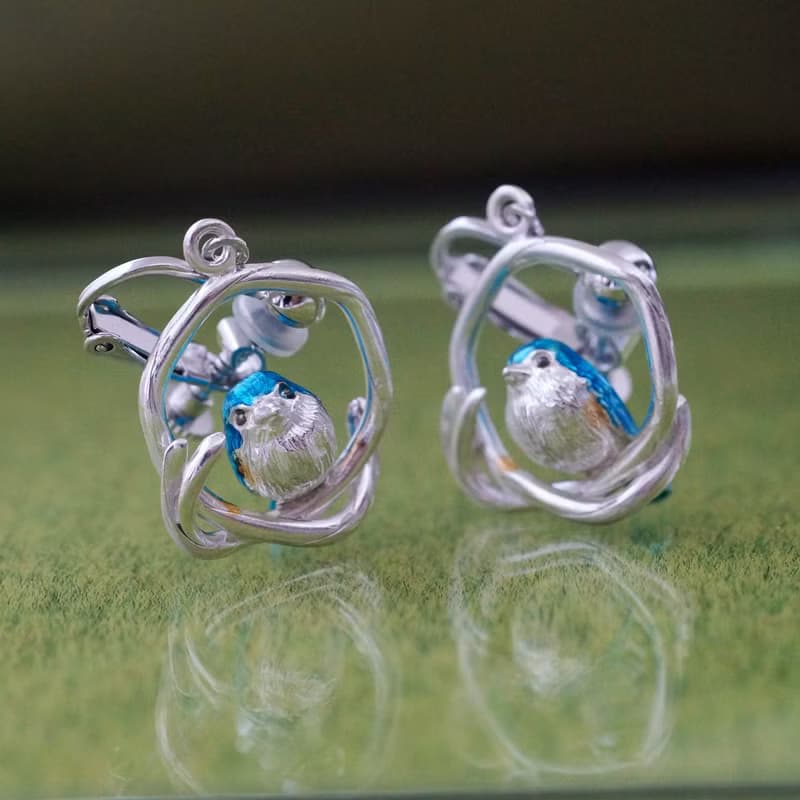 ルリビタキピアス イヤリング 片耳