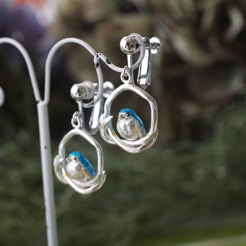ルリビタキピアス イヤリング 片耳