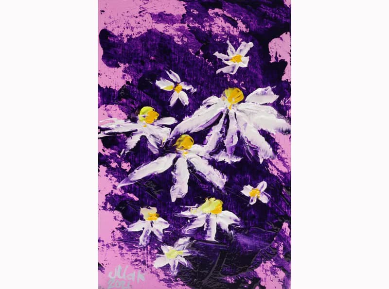 Daisy Painting Flower Oil Original Art Small Chamomile Painting Tiny Impasto Oil