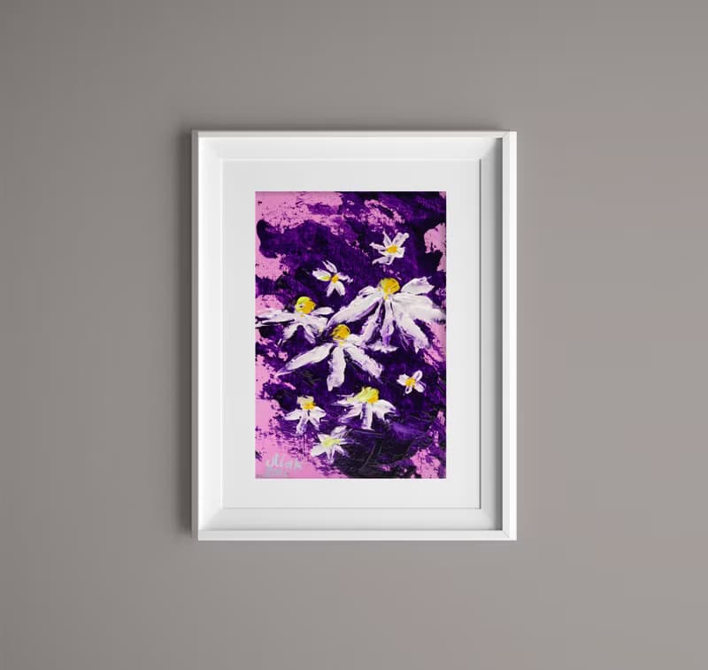 Daisy Painting Flower Oil Original Art Small Chamomile Painting Tiny Impasto Oil