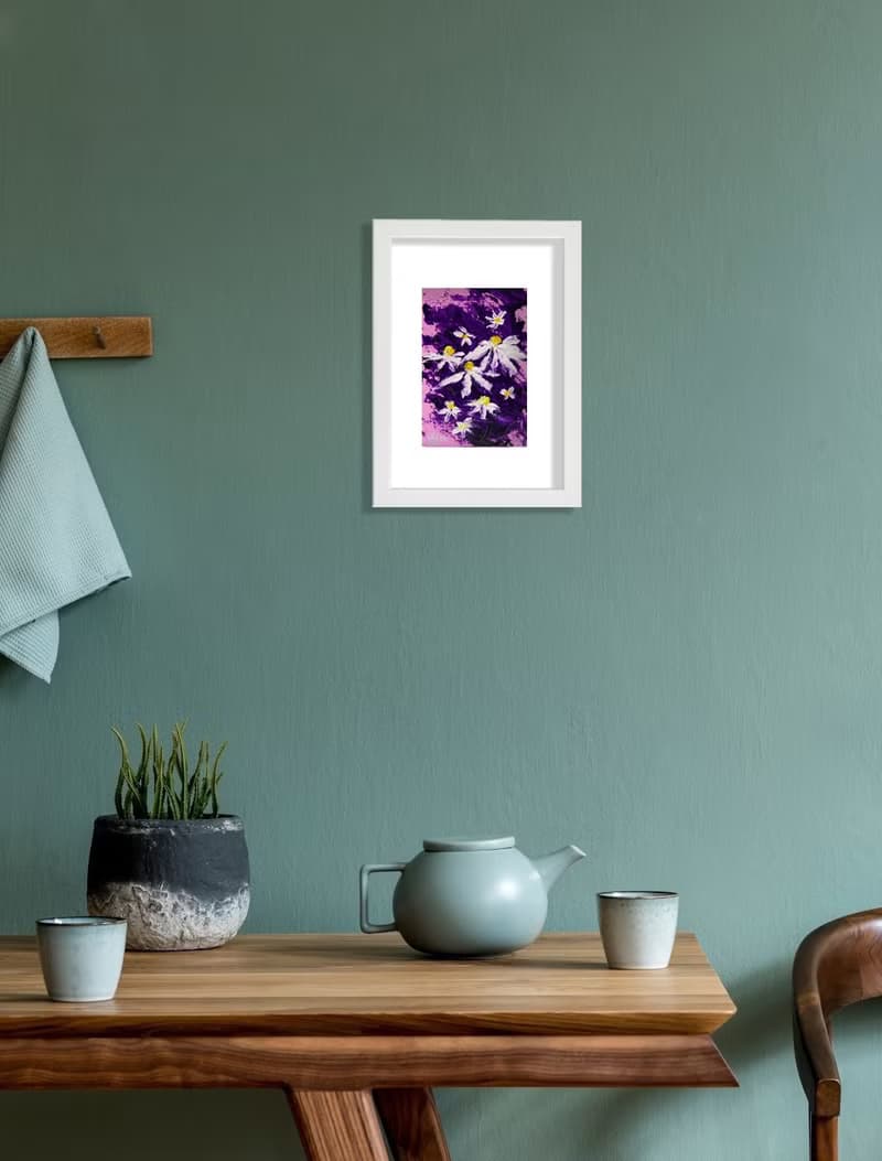 Daisy Painting Flower Oil Original Art Small Chamomile Painting Tiny Impasto Oil