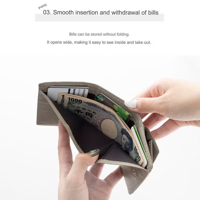 【 ミニウォレット 名入れ 】 本革 ミニ財布 三つ折り財布 コンパクト くすみカラー 文字入れ HR07U