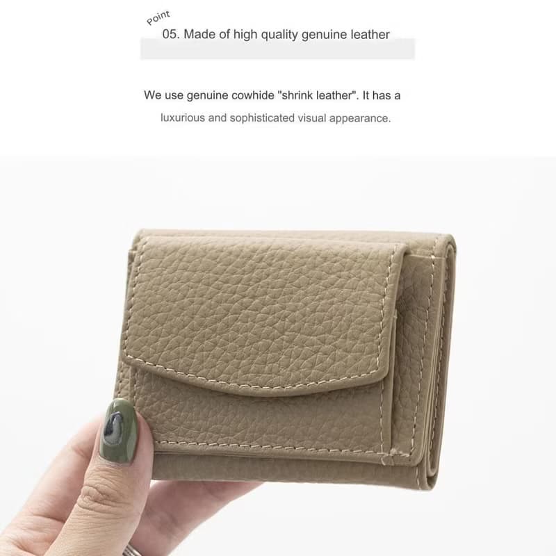 【 ミニウォレット 名入れ 】 本革 ミニ財布 三つ折り財布 コンパクト くすみカラー 文字入れ HR07U