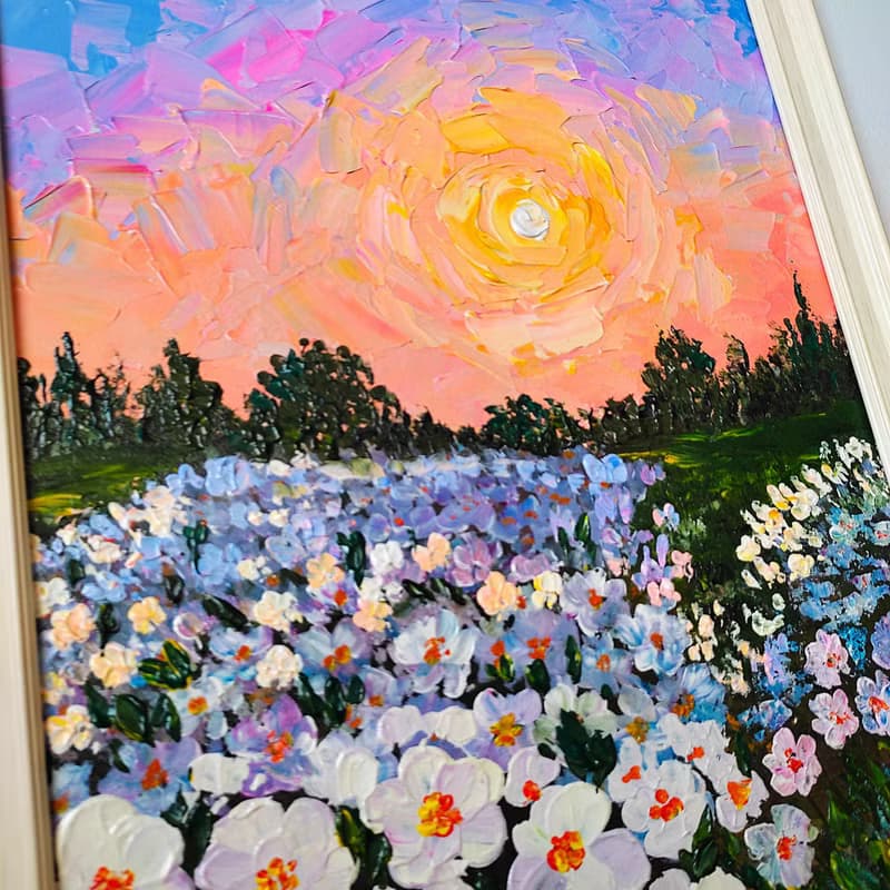 掛畫 白花 山水畫 牆飾 夕陽 客堂掛畫 喬遷禮物 結婚禮物