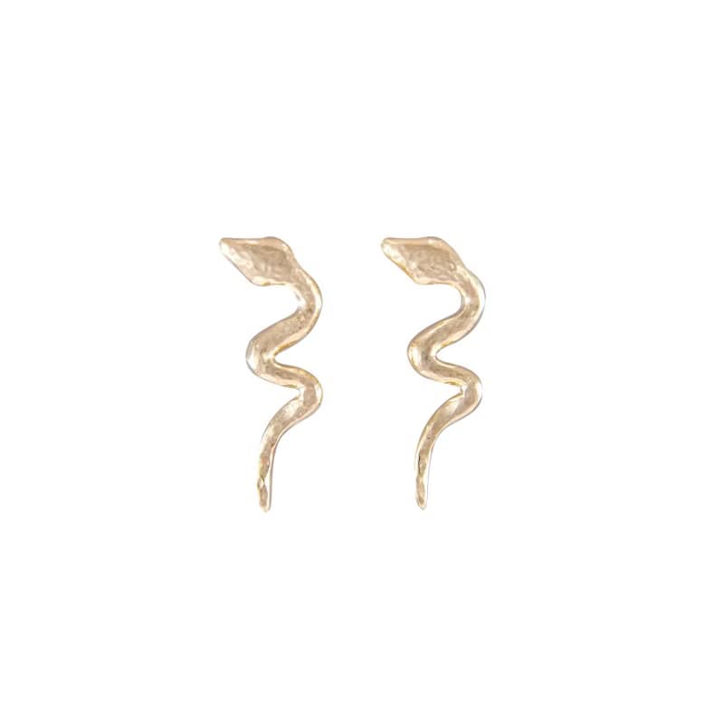 Snake Earrings 純銀鍍18K波波紋蛇造型耳環 新年禮物