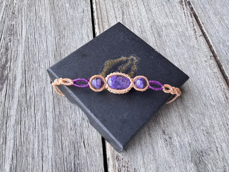 230604 Macrame 南美蠟線 紫龍晶 手鍊