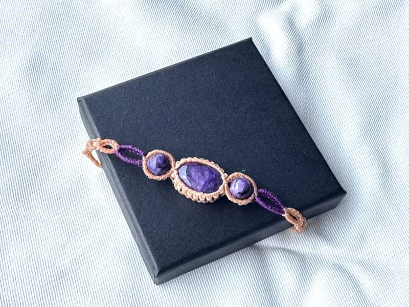 230604 Macrame 南美蠟線 紫龍晶 手鍊