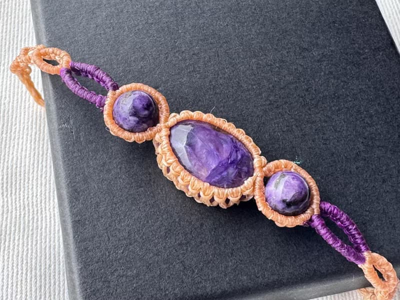 230604 Macrame 南美蠟線 紫龍晶 手鍊