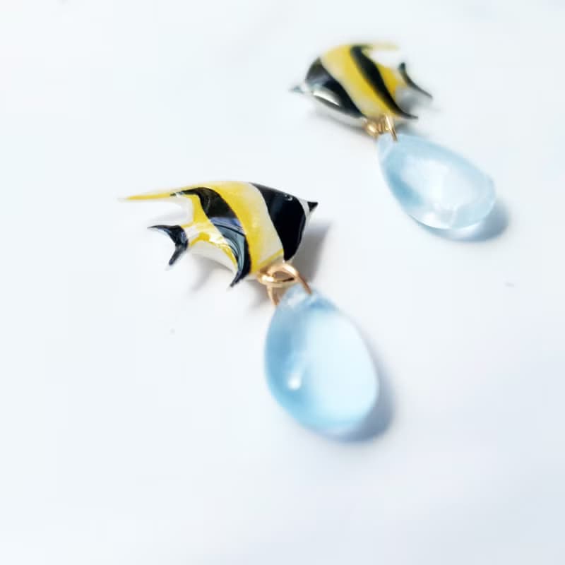 【動物們 No.19】神仙魚 熱帶魚 琉璃耳環/耳夾