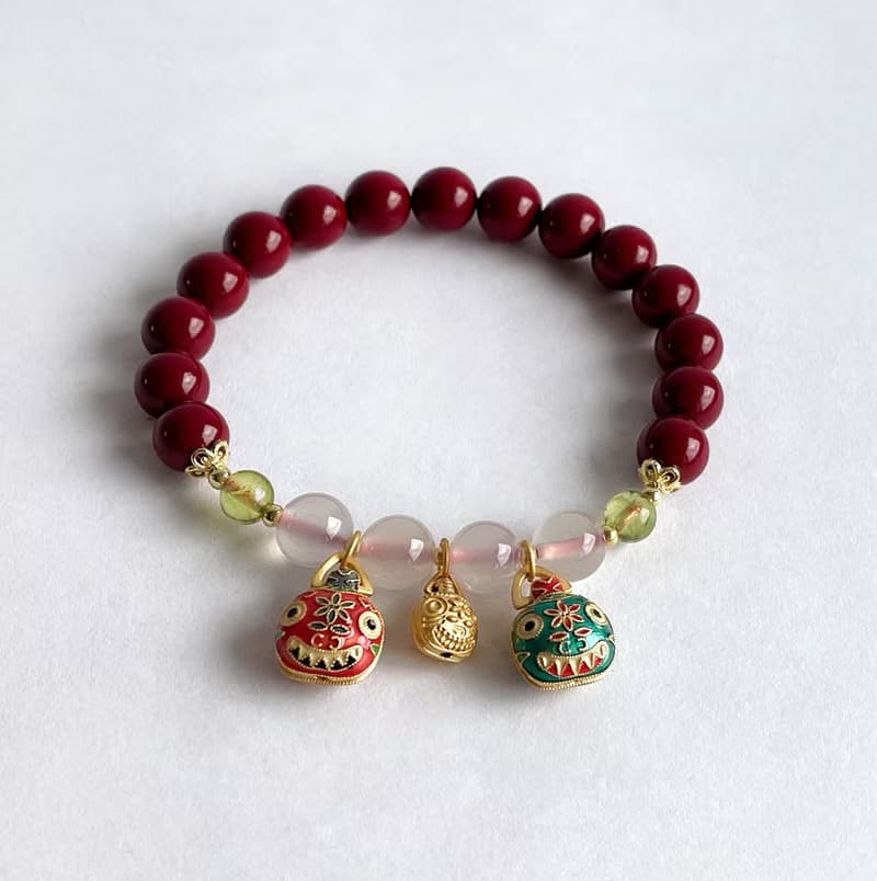 寶石系 吞金獸 天然紫金砂 荔枝凍 橄欖石 925純銀 手鍊