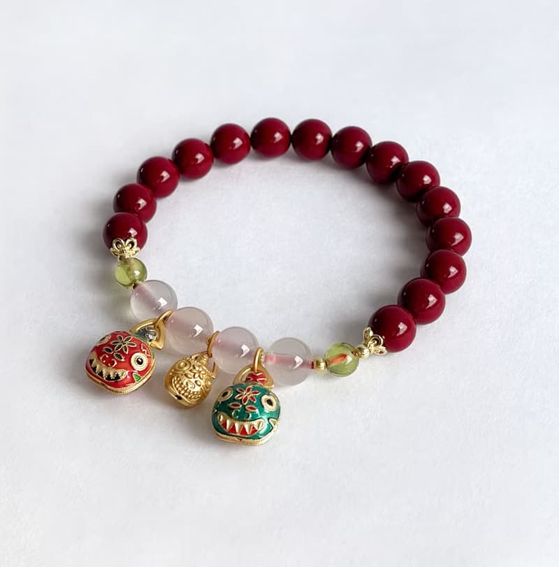 寶石系 吞金獸 天然紫金砂 荔枝凍 橄欖石 925純銀 手鍊