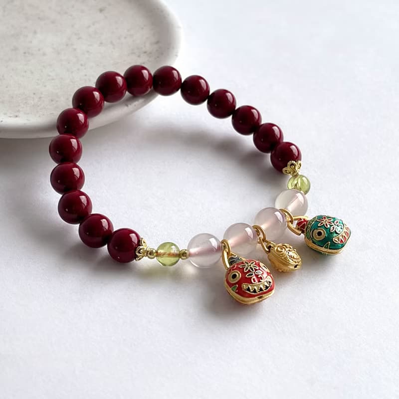 寶石系 吞金獸 天然紫金砂 荔枝凍 橄欖石 925純銀 手鍊