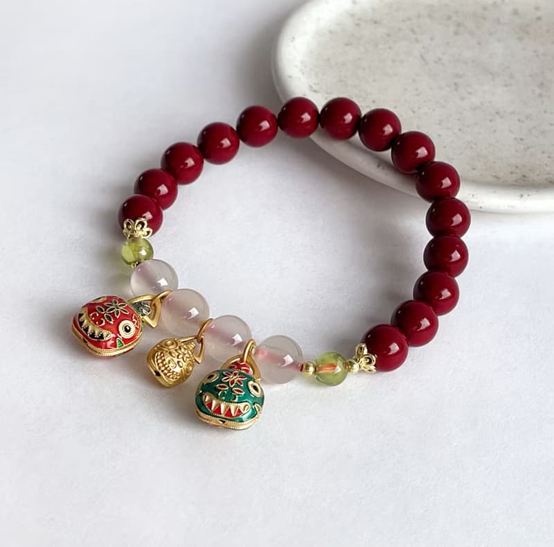 寶石系 吞金獸 天然紫金砂 荔枝凍 橄欖石 925純銀 手鍊