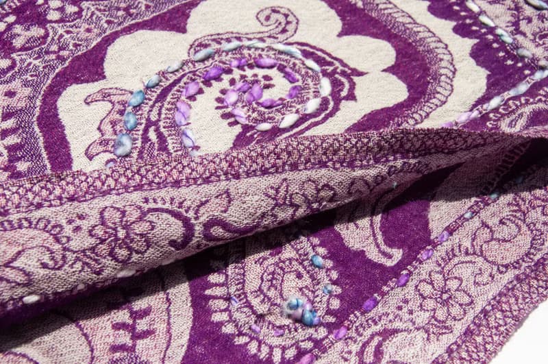 喀什米爾Cashmere/水煮羊毛披肩/針織圍巾/刺繡圍巾/羊絨披巾-花