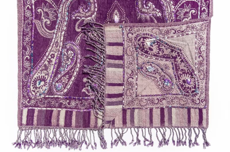 喀什米爾Cashmere/水煮羊毛披肩/針織圍巾/刺繡圍巾/羊絨披巾-花