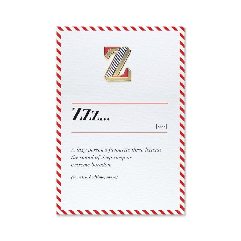 Z / Zzz... -琺瑯徽章卡－附信封 開學季 情人卡 萬用字母卡