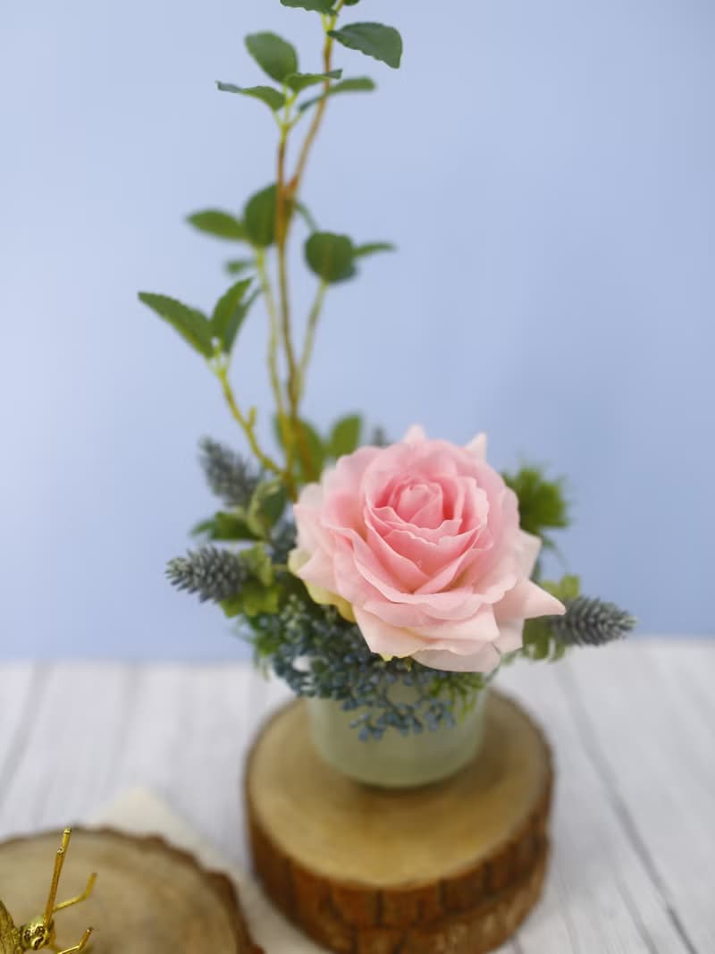 粉玫瑰榕樹枝日式陶盆香氛花禮/入厝禮/開幕/喬遷/送禮/植栽