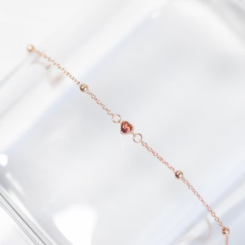 石榴石925純銀愛心蛋糕手鍊