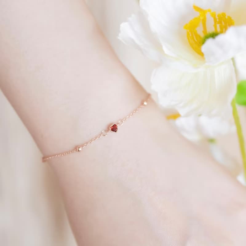 石榴石925純銀愛心蛋糕手鍊