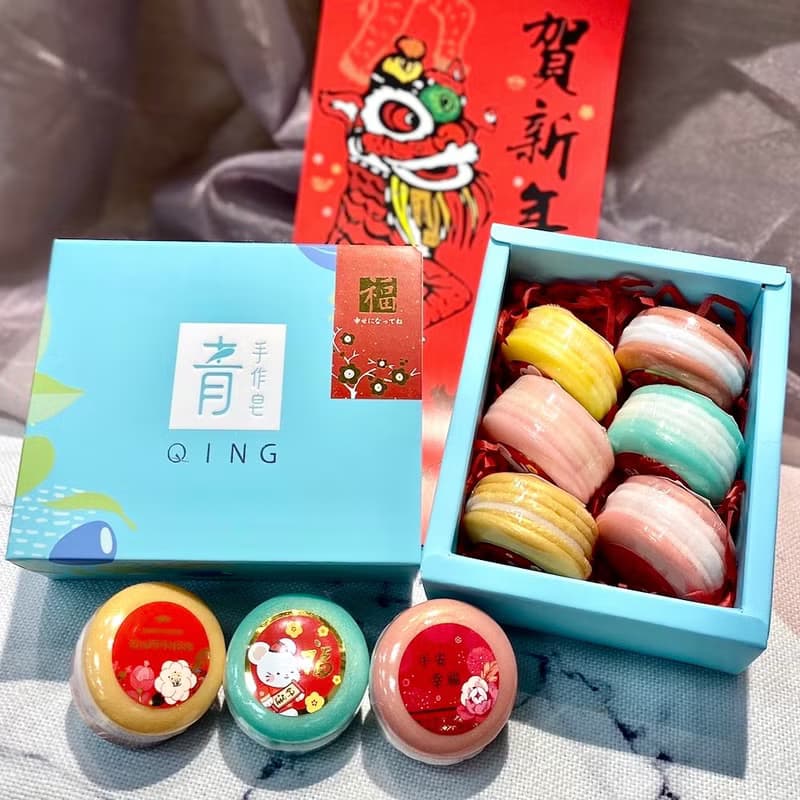 【青手作】新年禮盒 | 馬卡龍造型洗手皂 新年6入禮盒 | 新年送禮