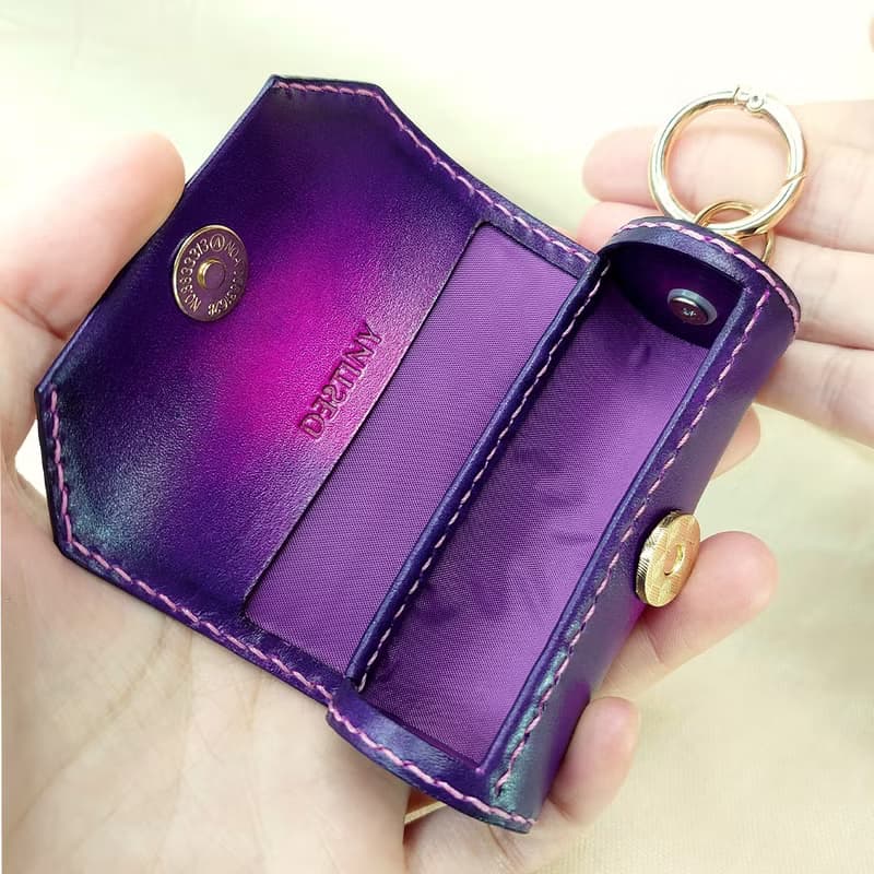 一筒金零錢包/手染漸層款/桃紅紫