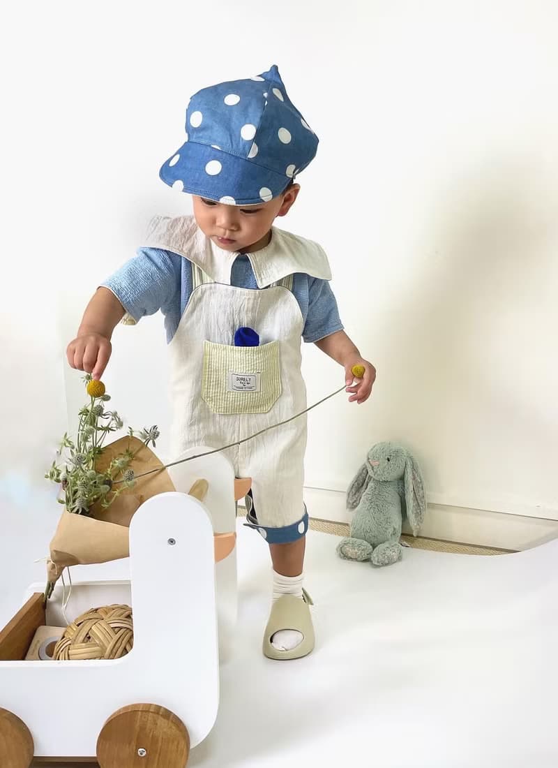 迷糊旅人指南 | 雙面牛仔吊帶水兵領襯衫四件套組