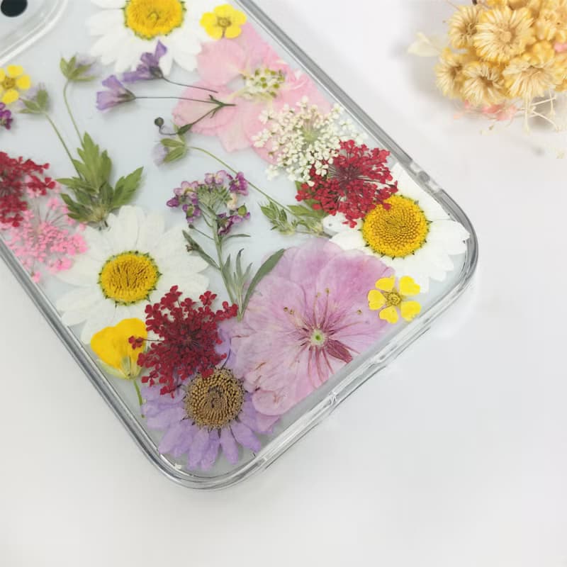 手作天然押花手機殼適用於iPhone 16e 16 Pro Max Samsung S25