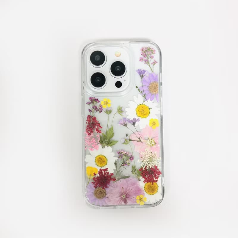 手作天然押花手機殼適用於iPhone 16e 16 Pro Max Samsung S25