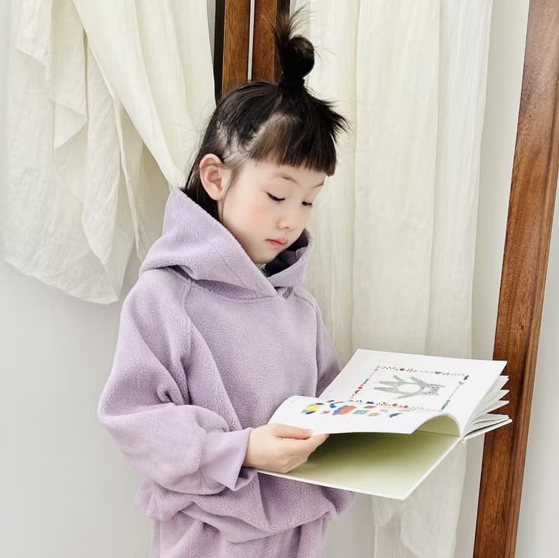 粉紫色毛絨保暖長袖帽T / 親子裝 童裝
