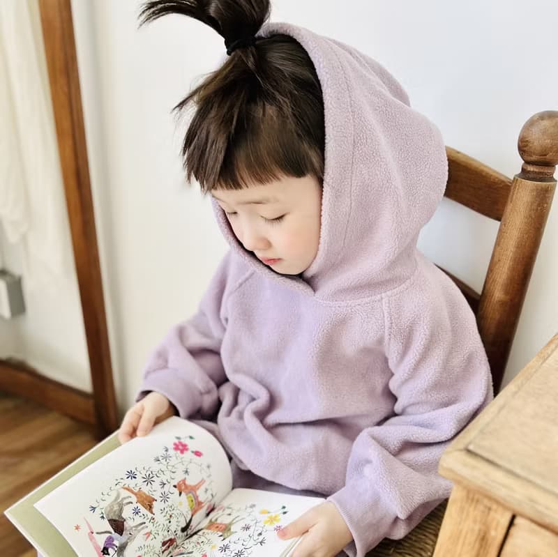 粉紫色毛絨保暖長袖帽T / 親子裝 童裝