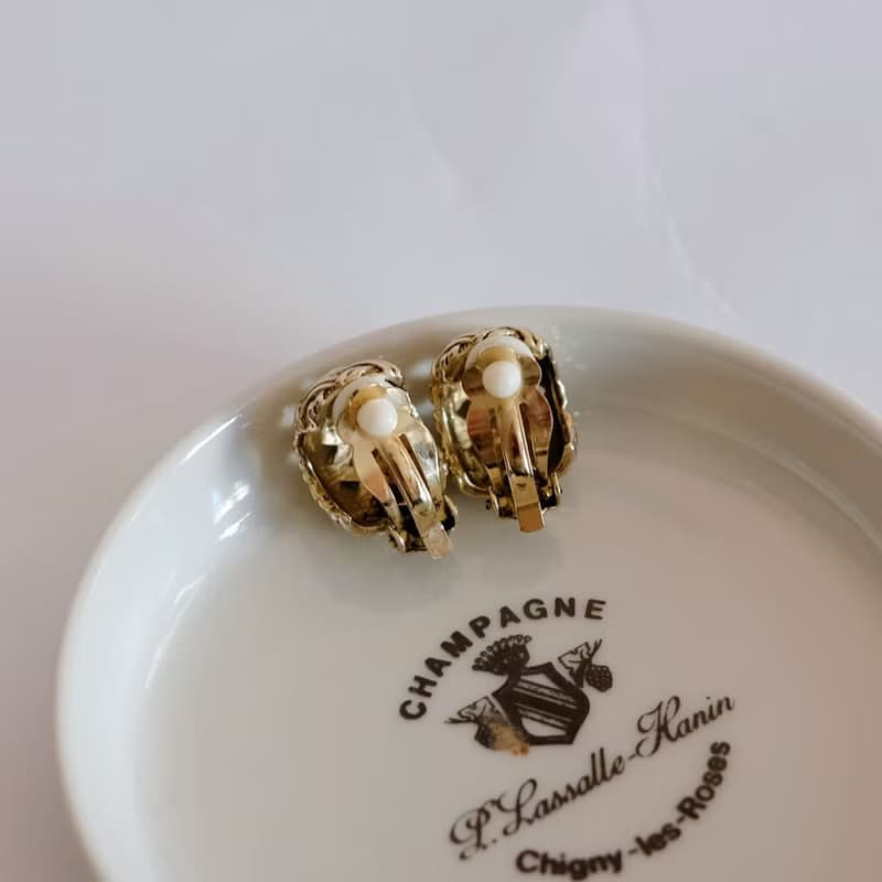 法國復古編織結金屬耳夾