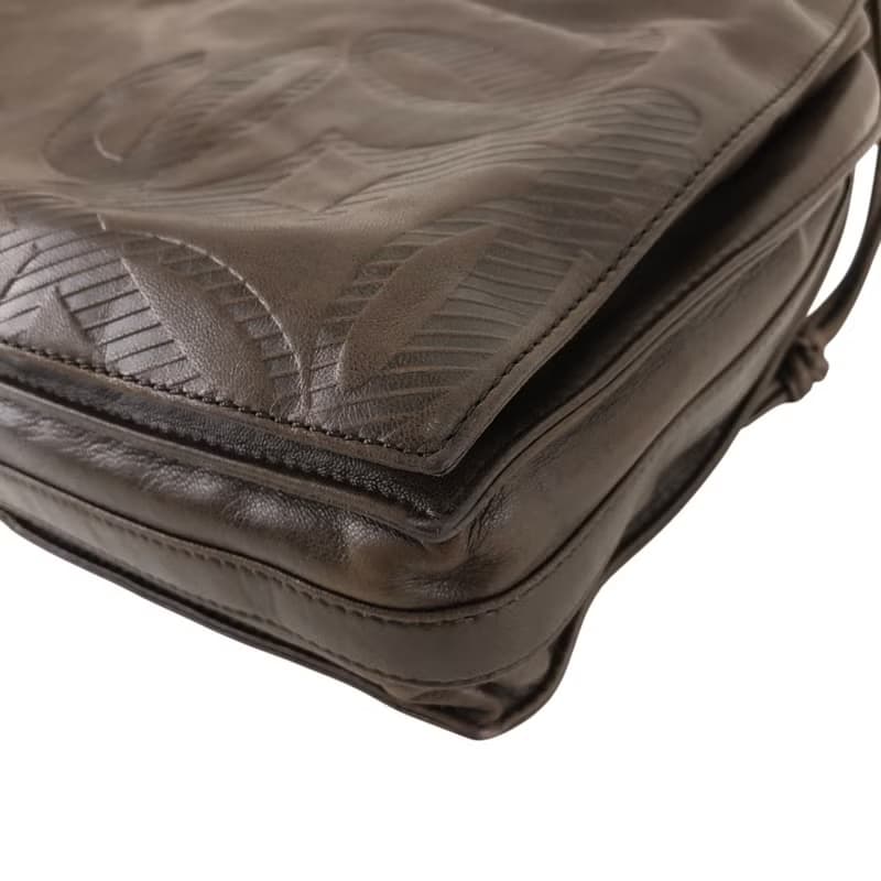 【 日本直送　名牌中古包 】LOEWE ロエベ ショルダーバッグ ブラウン アナグラム ナッパレザー 巾着 vintage ヴィンテージ オールド kki5m4