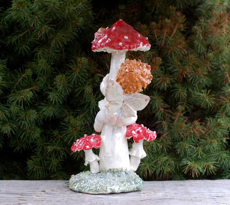 Elf figurine Ceramic sculpture Porcelain angels figurines Mushroom figurines