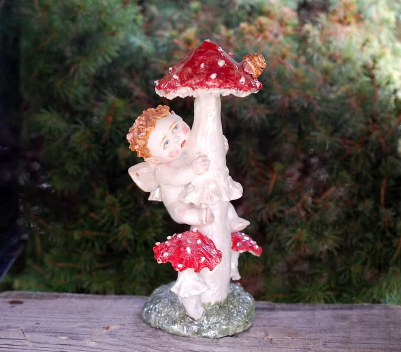 Elf figurine Ceramic sculpture Porcelain angels figurines Mushroom figurines