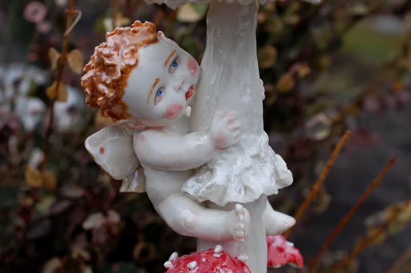 Elf figurine Ceramic sculpture Porcelain angels figurines Mushroom figurines