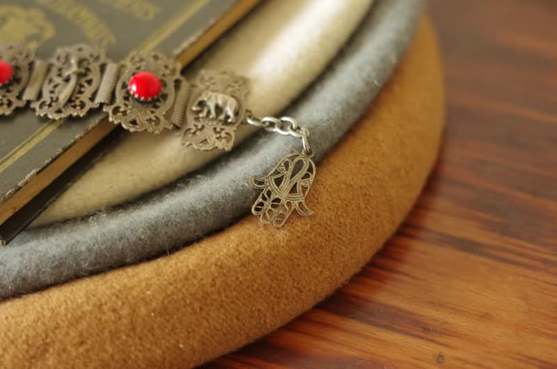 古董法國購入銀色蕾絲雕花大象手劍刀手鍊 法蒂瑪之手HAMSA